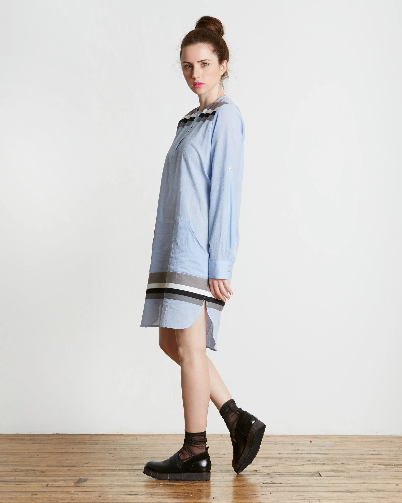 SUNO Striped Hem Tunic