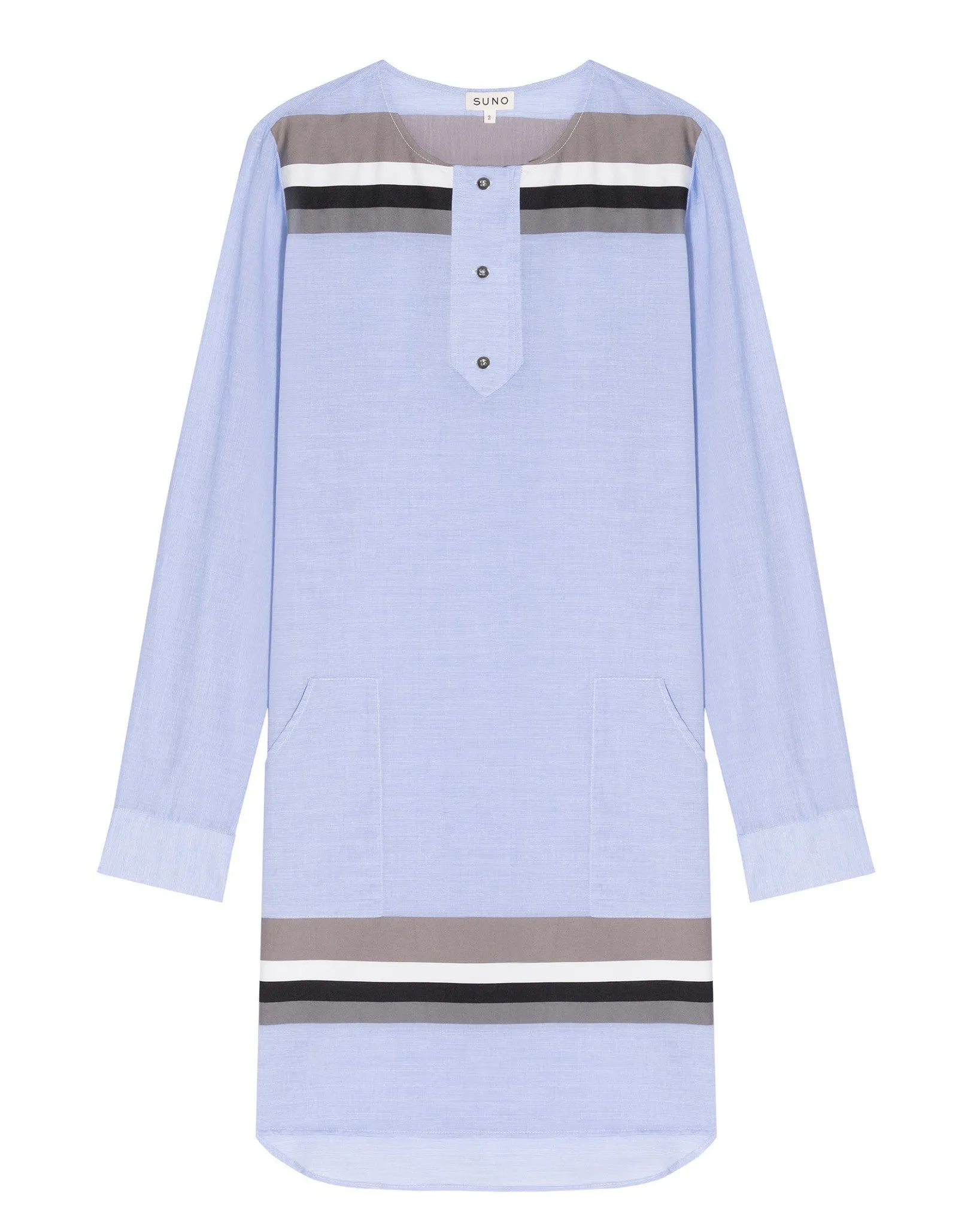 SUNO Striped Hem Tunic