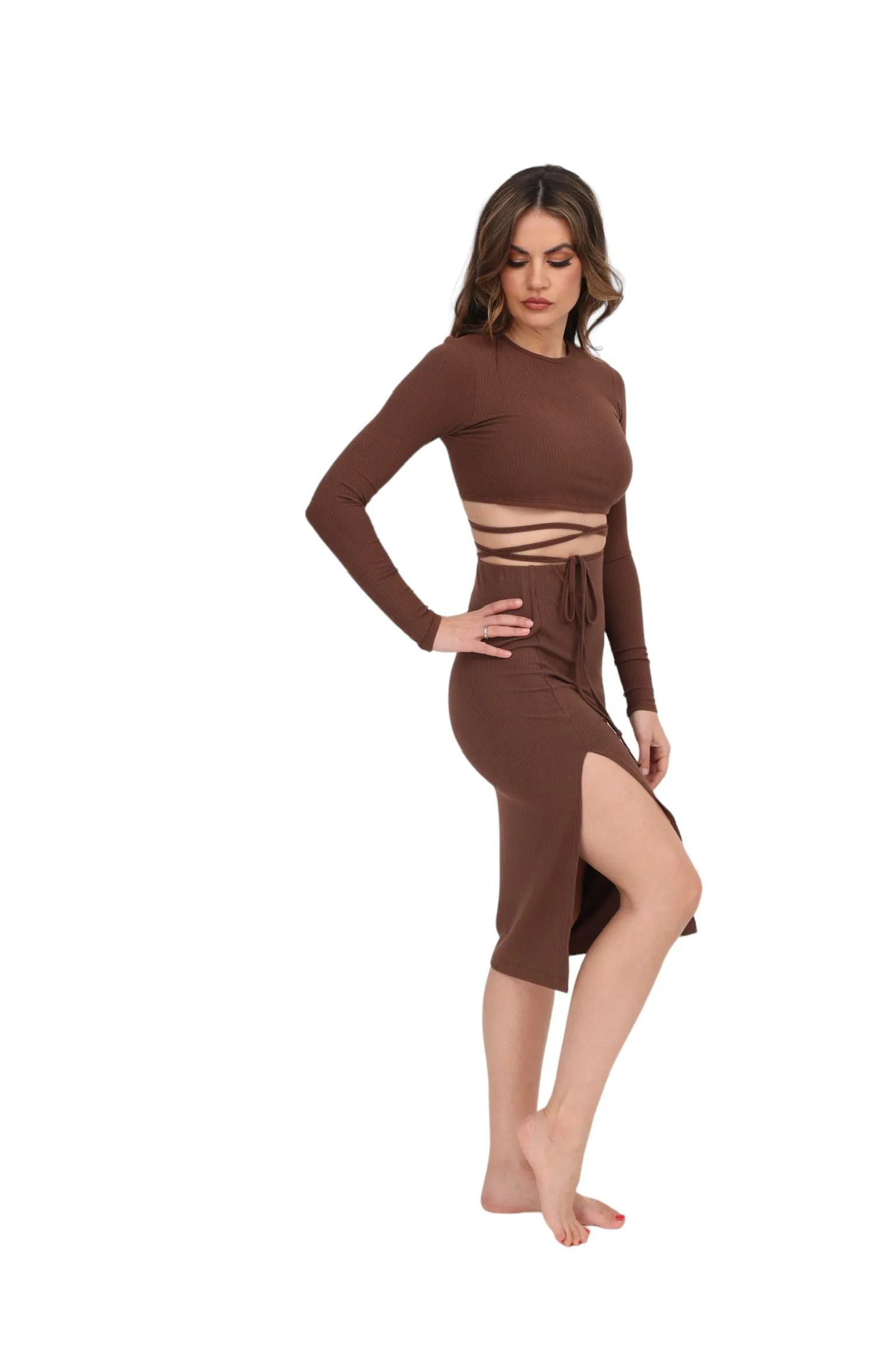 The Rib Edit Skirt - Chocolate