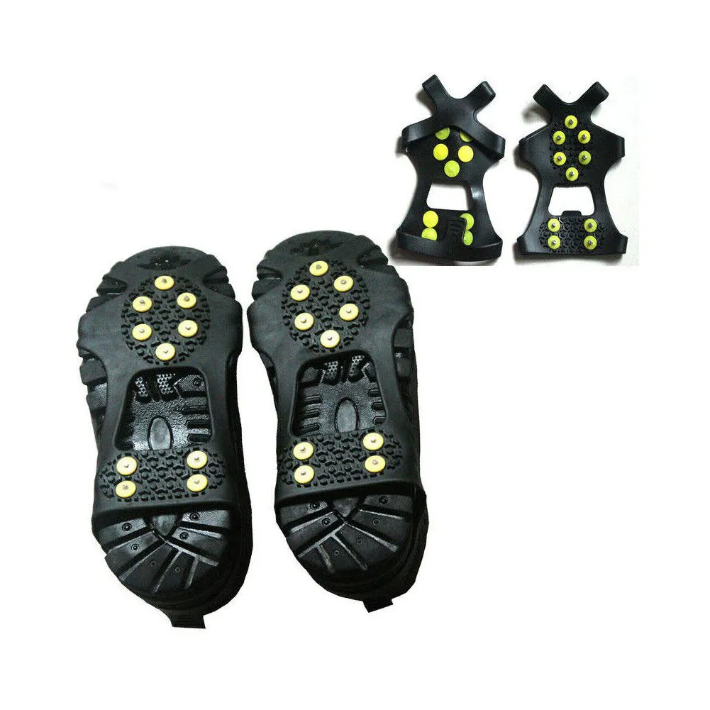 US 1-2 Pairs 10 Studs Ice Cleats Over Shoe Boots Anti Slip Traction Crampons