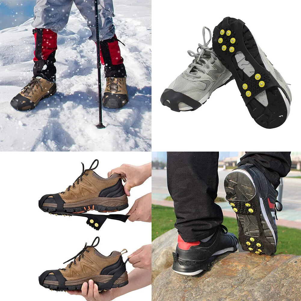 US 1-2 Pairs 10 Studs Ice Cleats Over Shoe Boots Anti Slip Traction Crampons