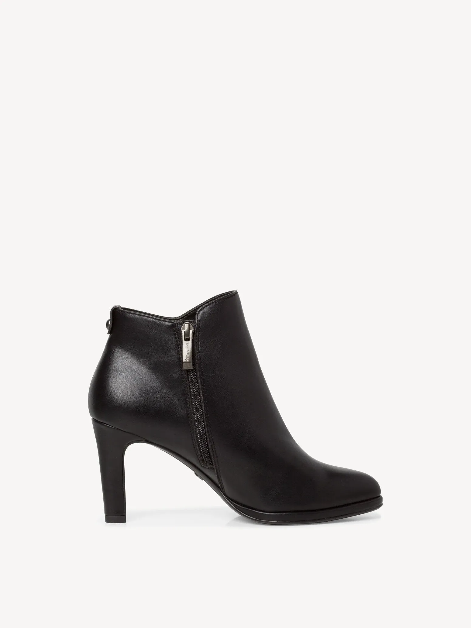 Vegan Leather Heeled Ankle Boots - Black