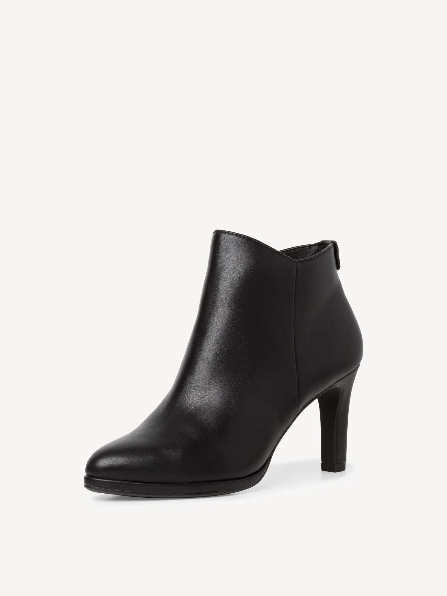 Vegan Leather Heeled Ankle Boots - Black