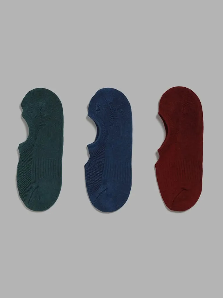 WES Lounge Teal No Show Cotton Blend Socks - Pack of 3