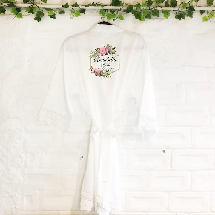 Wildflower Hexagon Lace Wedding Dressing Robe