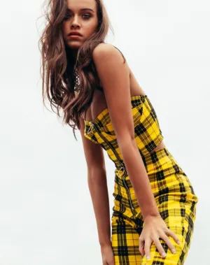 Zipshi Crop Top in Winter Plaid Yellow